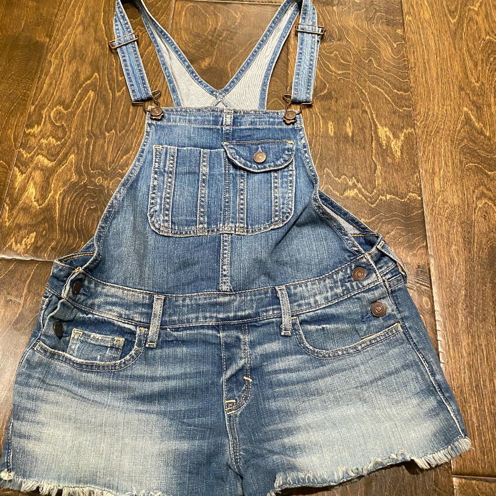 Women's Abercrombie & Fitch Blue Denim Cutoff Short Overalls - Size S